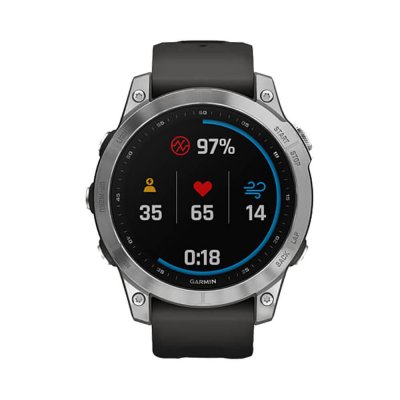 Часы Garmin Fenix 7 серебристый с графитовым силиконовым ремешком